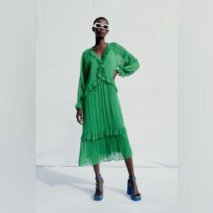 Zara , Ciebon dress Airy Long Flowing Midi Dress With Frill S (also suit M )